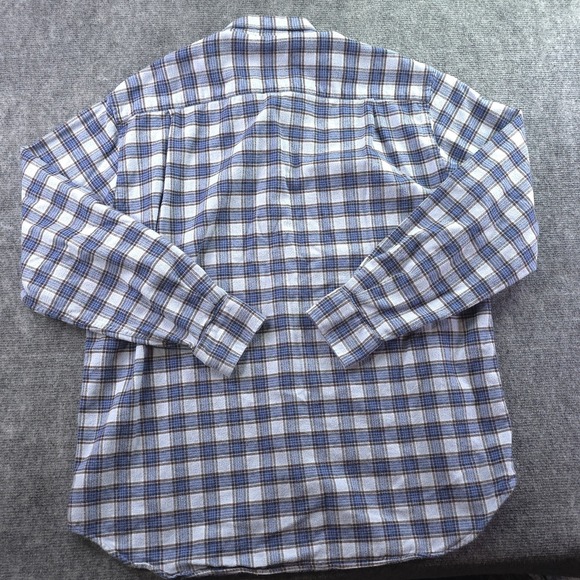 Orvis Luxury Flannel Shirt Large Blue Check Long Sleeve Button Down Cotton - Picture 7 of 8